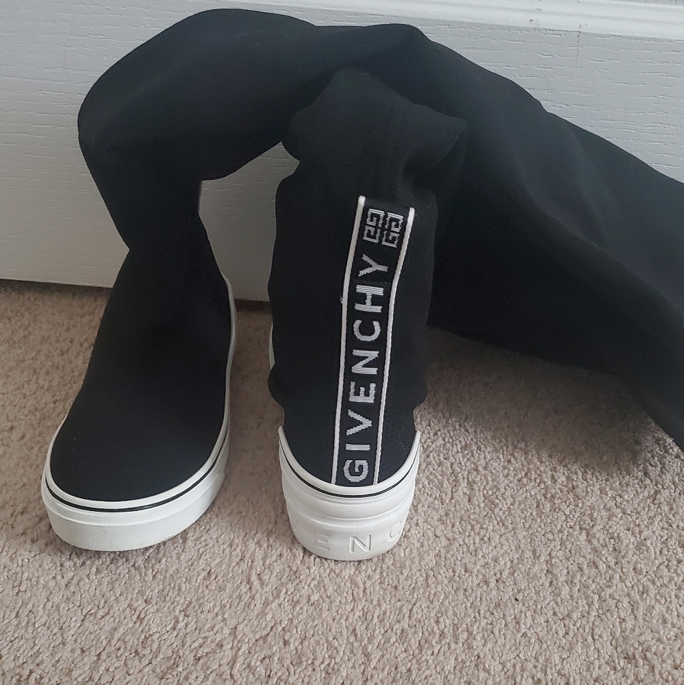 Women's Black Over-the-knee Knitted Sock-boot Sneakers